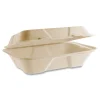 6.1 in. x 9 in. x 2.9 in. Nourish Molded Fiber Compostable Sugarcane Takeout Containers - Natural (200/Carton) Tabletop And Serveware