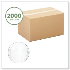 Hot 2 oz. - 4 oz. Compostable Plastic Portion Pot Lids - Clear (2000/Carton) Tabletop And Serveware