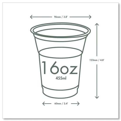 Hot 16 oz. 96-Series Compostable Cold Cup - Clear/Green (1000/Carton) Tabletop And Serveware