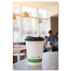 12 oz. 89-Series Paper Hot Cup - White/Green (1000/Carton) Tabletop And Serveware