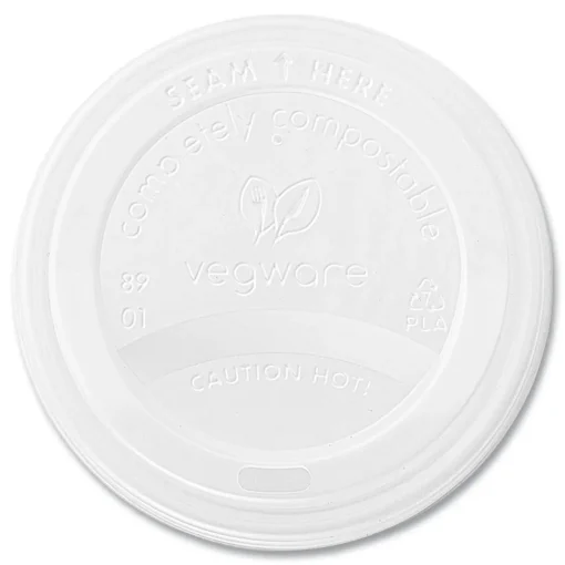 Online 89 Series Compostable Hot Cup Lids - White (1000/Carton) Tabletop And Serveware