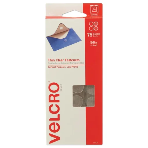 Discount 0.63 in. Diameter Removable Adhesive Sticky-Back Fasteners - Clear (75/Pack) Paper Clips, Binder Clips, & Fasteners