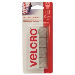 Online 0.88 in. x 0.88 in. Removable Adhesive Sticky-Back Fasteners - Clear (12/Pack) Paper Clips, Binder Clips, & Fasteners