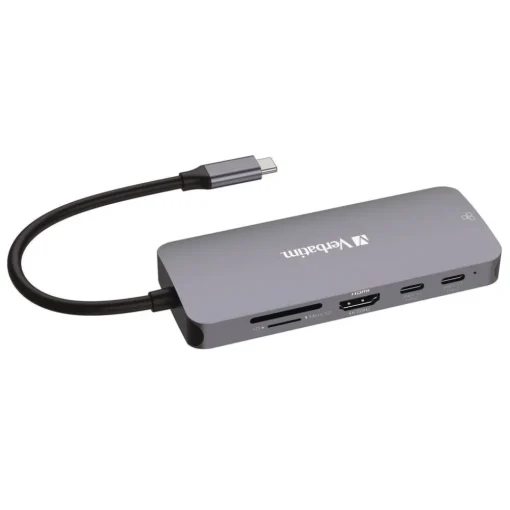9 Port USB-C Pro Multiport Hub - Gray Office Electronics & Batteries