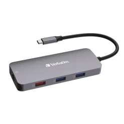 9 Port USB-C Pro Multiport Hub - Gray Office Electronics & Batteries