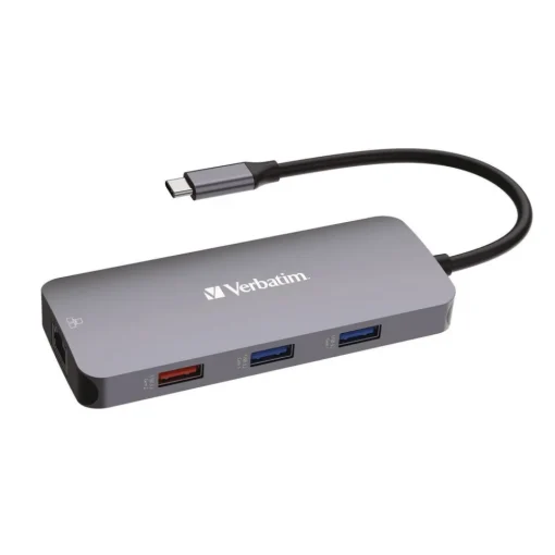 9 Port USB-C Pro Multiport Hub - Gray Office Electronics & Batteries