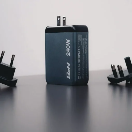 New 240 Watts 4-Port GaN Wall Charger - Black/Gray Office Electronics & Batteries