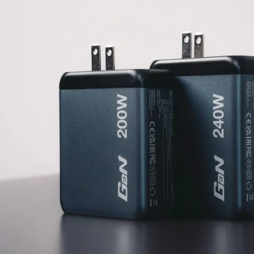 New 240 Watts 4-Port GaN Wall Charger - Black/Gray Office Electronics & Batteries