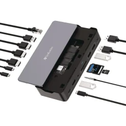 Clearance 15-in-1 256GB Vi3000 SSD Audio/DisplayPort/HDMI/Micro SD/RJ45/SD/USB-A/USB-C USB-C Pro Docking Station - Gray Office Electronics & Batteries