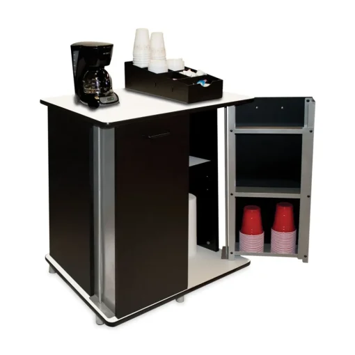 29.5 in. x 21 in. x 33 in. 9 Shelves Engineered Wood Refreshment Stand - White/Black Utility Carts