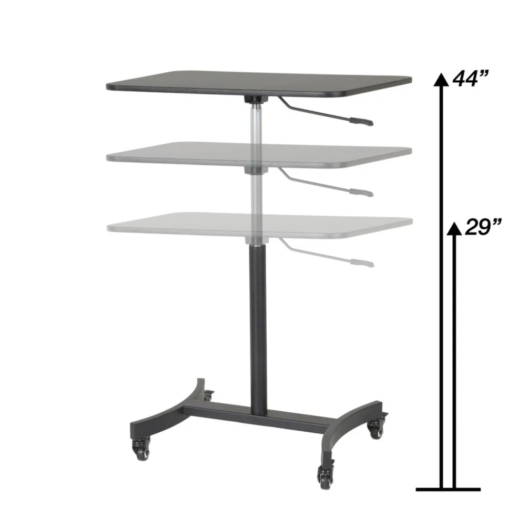 Hot 30.75 in. x 22 in. x 29 in. to 44 in. High Rise Collection Mobile Adjustable Standing Desk - Black Cleaning & Janitorial Supplies