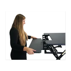 Hot 36 in. x 31.25 in. x 5.25 in. to 20 in. High Rise Height Adjustable Standing Desk with Keyboard Tray - Gray/Black Cleaning & Janitorial Supplies