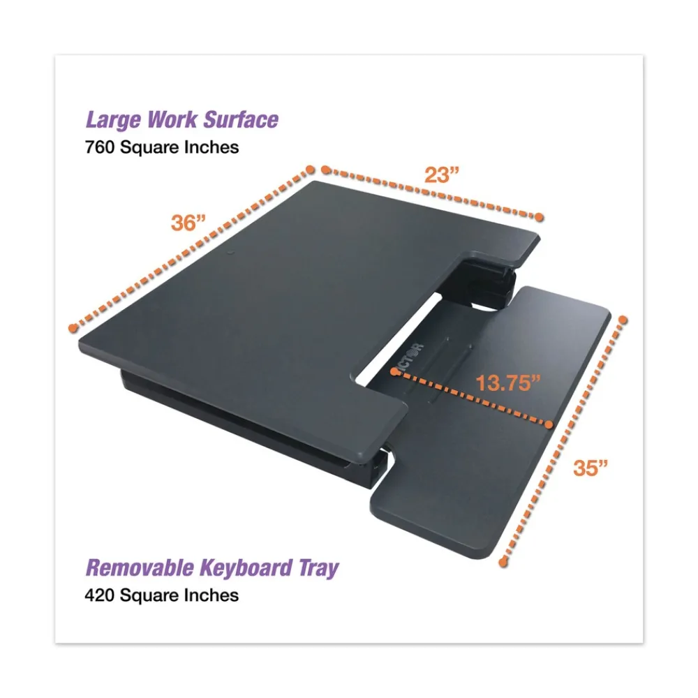 Hot 36 in. x 31.25 in. x 5.25 in. to 20 in. High Rise Height Adjustable Standing Desk with Keyboard Tray - Gray/Black Cleaning & Janitorial Supplies