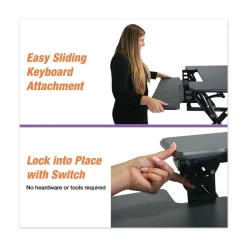 Hot 36 in. x 31.25 in. x 5.25 in. to 20 in. High Rise Height Adjustable Standing Desk with Keyboard Tray - Gray/Black Cleaning & Janitorial Supplies