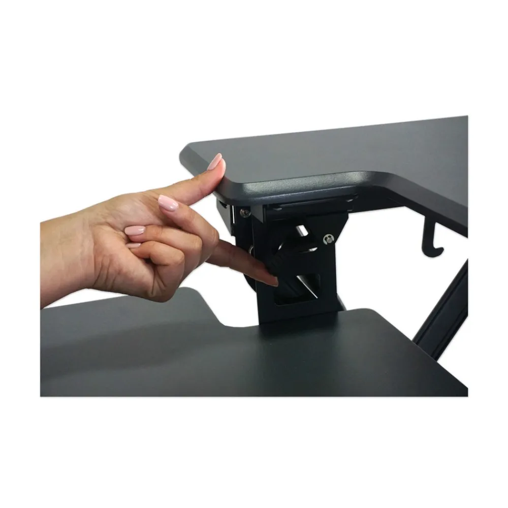 Hot 36 in. x 31.25 in. x 5.25 in. to 20 in. High Rise Height Adjustable Standing Desk with Keyboard Tray - Gray/Black Cleaning & Janitorial Supplies