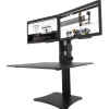 Discount DC350A High Rise 28 in. x 23 in. x 10.5 in. to 15.5 in. Dual Monitor Standing Desk Workstation - Black Office Furniture & Lighting
