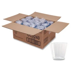 Clearance 9 oz. Classic Crystal Fluted Squat Plastic Tumblers - Clear (240/Carton) Tabletop And Serveware