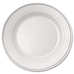Best RSM101210WS 10.25 in. Diameter Masterpiece Plastic Plates - White/Silver (120/Carton) Tabletop And Serveware