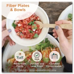 Outlet 7.4 in. x 7.4 in. x 2.3 in. 24 oz. Paper Fiber Bowls - Natural (500/Carton) Tabletop And Serveware