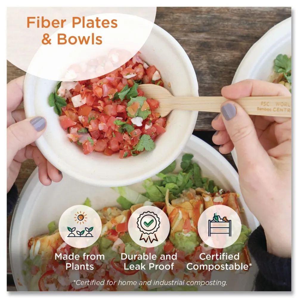 32 oz 9.7 x 5.3 x 1.6 Fiber Paper Burrito Bowls - Natural (300/Carton) Tabletop And Serveware