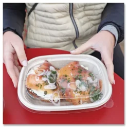 Outlet CTLCS3 8.8 in. x 6.9 in. x 0.8 in. Plastic PLA Lids for Fiber Containers - Clear (400/Carton) Tabletop And Serveware