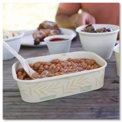 Clearance CT-NT-16 16 oz 4.7 in. x 6.8 in. x 1.6 in. Sugarcane No Tree Rectangular Containers - Natural (300/Carton) Tabletop And Serveware