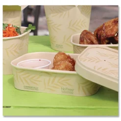 Clearance CT-NT-16 16 oz 4.7 in. x 6.8 in. x 1.6 in. Sugarcane No Tree Rectangular Containers - Natural (300/Carton) Tabletop And Serveware