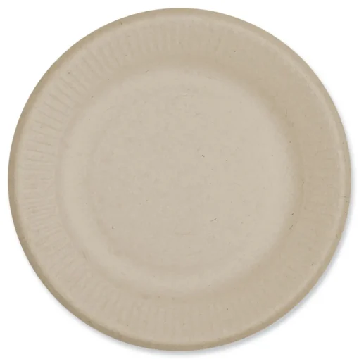 Hot PL-SC-U6-LFS 6.1 in. Diameter Ripple Edge Paper Fiber Plates - Natural (1000/Carton) Tabletop And Serveware
