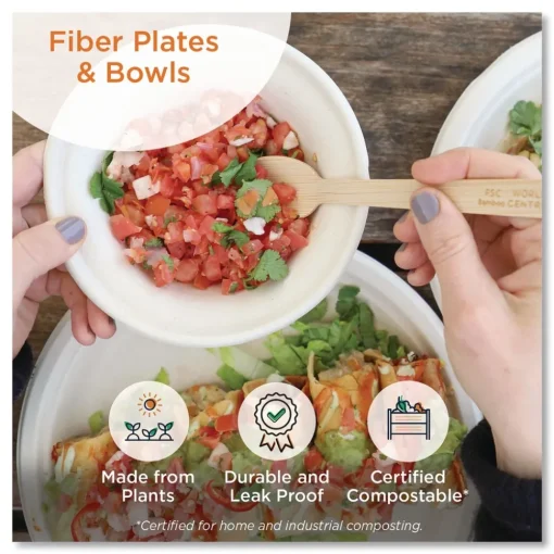 Hot PL-SC-U6-LFS 6.1 in. Diameter Ripple Edge Paper Fiber Plates - Natural (1000/Carton) Tabletop And Serveware