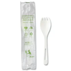 Clearance RK-PS-I TPLA Compostable Plastic Cutlery Spork - White (750/Carton) Tabletop And Serveware
