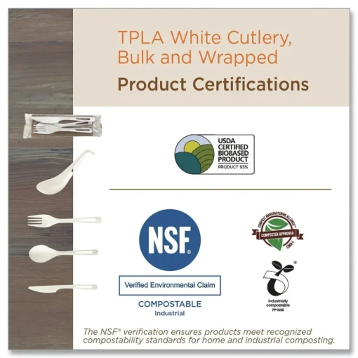 Clearance RK-PS-I TPLA Compostable Plastic Cutlery Spork - White (750/Carton) Tabletop And Serveware