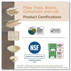 TO-SC-T3-LFS 8.8 in. x 8.2 in. x 2.9 in. Paper Fiber Hinged Containers - Natural (300/Carton) Tabletop And Serveware