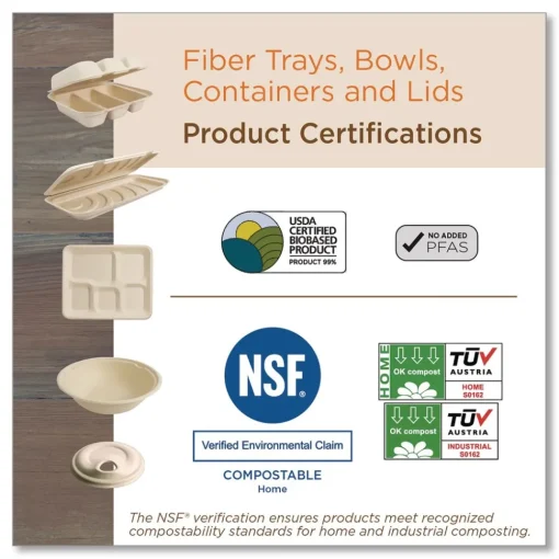 TO-SC-T3-LFS 8.8 in. x 8.2 in. x 2.9 in. Paper Fiber Hinged Containers - Natural (300/Carton) Tabletop And Serveware