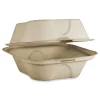 Hot TO-SC-U15B-LFP 6.5 in. x 6 in. x 3.2 in. Paper Burger Box Fiber Hinged Containers - Natural (500/Carton) Tabletop And Serveware
