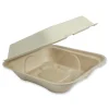 New TO-SC-U9-LFP 9.2 in. x 9.1 in. x 3.2 in. Paper Fiber Hinged Containers - Natural (300/Carton) Tabletop And Serveware