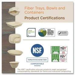 New TO-SC-U9-LFP 9.2 in. x 9.1 in. x 3.2 in. Paper Fiber Hinged Containers - Natural (300/Carton) Tabletop And Serveware