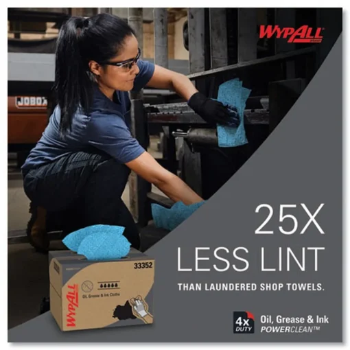 Hot 12.5 in. x 12 in. 1/4 Fold Grease and Ink Cloths Power Clean Oil - Blue (66/Box, 8 Boxes/Carton) Cleaning & Janitorial Supplies