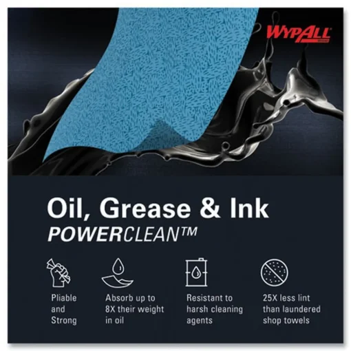 Hot 12.5 in. x 12 in. 1/4 Fold Grease and Ink Cloths Power Clean Oil - Blue (66/Box, 8 Boxes/Carton) Cleaning & Janitorial Supplies