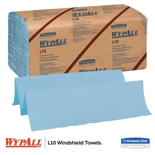 Online L10 9.38 in. x 10.25 in. 2-Ply Banded Windshield Wipers - Light Blue (140/Pack, 16 Packs/Carton) Cleaning & Janitorial Supplies