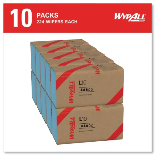 Online L10 9.1 in. x 10.25 in. Windshield Towels - Light Blue (224/Pack, 10 Packs/Carton) Cleaning & Janitorial Supplies