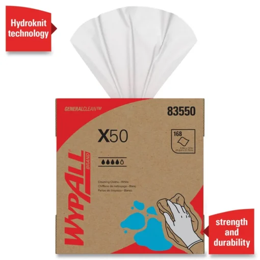 Clearance X50 9-1/10 in. x 12-1/2 in. Cloth Pop-Up Box - White (176/Box 10 Boxes/Carton) Cleaning & Janitorial Supplies