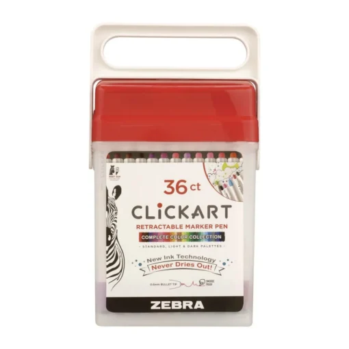 Outlet ClickArt Fine 0.6 millimeter Retractable Porous Point Pen - Assorted Ink/White Barrel (36/Pack) Pens, Pencils & Markers