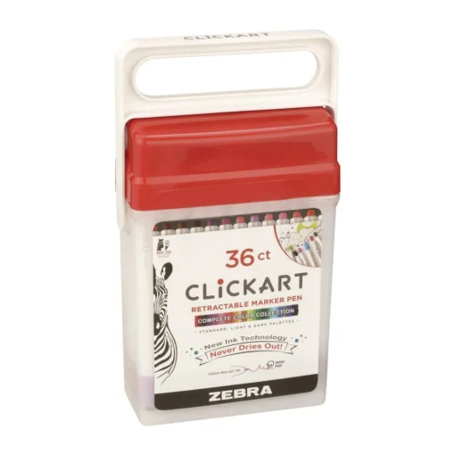 Outlet ClickArt Fine 0.6 millimeter Retractable Porous Point Pen - Assorted Ink/White Barrel (36/Pack) Pens, Pencils & Markers