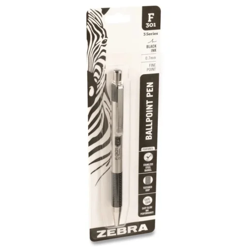 Clearance F-301 Ballpoint Pen, Retractable, Fine 0.7 mm, Black Ink, Stainless Steel/Black Barrel Pens, Pencils & Markers