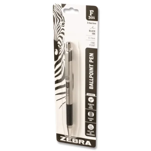 Clearance F-301 Ballpoint Pen, Retractable, Fine 0.7 mm, Black Ink, Stainless Steel/Black Barrel Pens, Pencils & Markers
