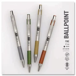 Best F-301 Signature Series Fine 0.7 mm. Retractable Ballpoint Pen - Black Ink/Assorted Earthy Tones Barrel (4/Pack) Pens, Pencils & Markers