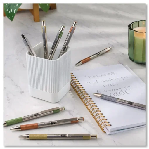 Best F-301 Signature Series Fine 0.7 mm. Retractable Ballpoint Pen - Black Ink/Assorted Earthy Tones Barrel (4/Pack) Pens, Pencils & Markers