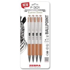 New F-301 Signature Series Earthy Tones Fine 0.7 mm. Retractable Ballpoint Pen - Black Ink/Terracotta Barrel (4/Pack) Pens, Pencils & Markers