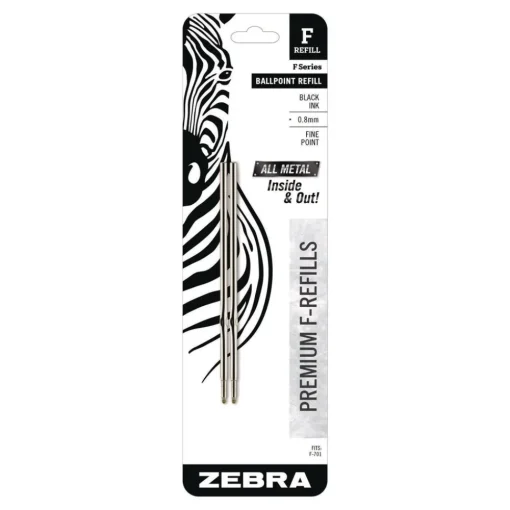 Outlet Fine 0.8 mm F-Series Conical Tip Ballpoint Stainless Steel Pen Refill - Black Ink (2/Pack) Pens, Pencils & Markers