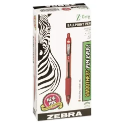 Sale Z-Grip Ballpoint Pen, Retractable, Medium 1 mm, Red Ink, Red/Clear Barrel, Dozen Pens, Pencils & Markers